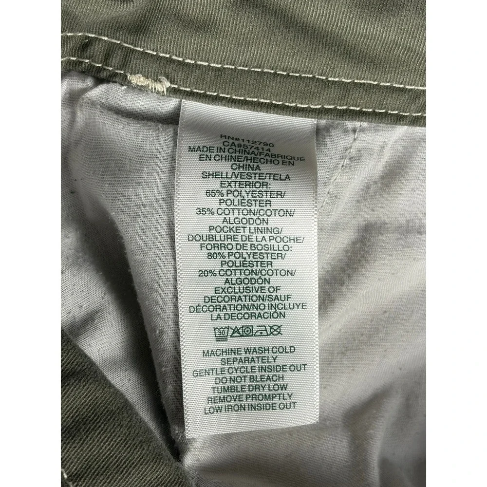 True Religion Mens Cargo Pants Olive Green Straight Leg Contrast Stitch Size 34